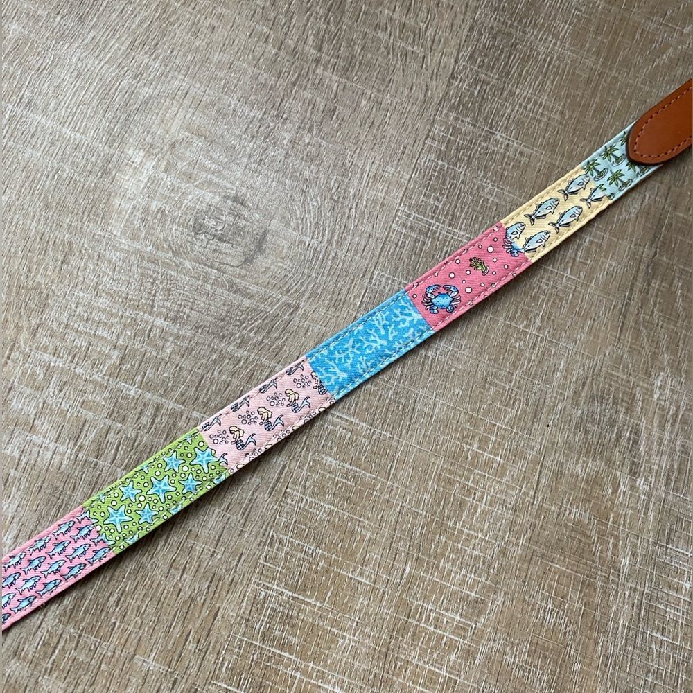 Vineyard Vines Patchwork Silk Leather Buckle Belt… - image 7